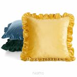 Poszewka welwetowa 45x45 jednokolorowa BRENDA 1 oliwkowa z falbanami - 4