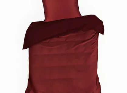 Pościel z makosatyny 140x200 LUNARA marsala bordowa z ozdobnym sznurem pasmanteryjnym