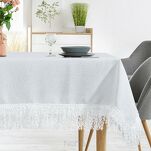 Obrus 140x180 JASPER biały wykończony wyrazistymi frędzlami z kolekcji Premium - 7