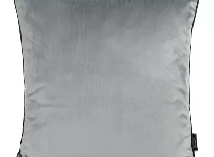 Poszewka welwetowa 45x45 MADIE jednokolorowa srebrna obszyta lamówką