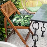 Poduszka 40x40x5 GARDEN zielona wzór liści siedzisko na krzesło pikowana z troczkami wodoodporna - 3