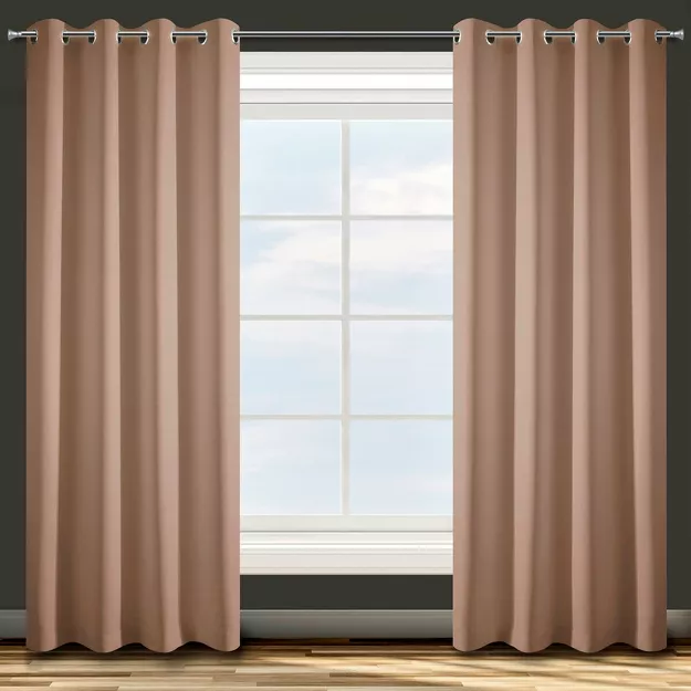 Zasłona gotowa na przelotkach 140x250 ADORE jasny brąz z jednobarwnej gładkiej tkaniny Design 91