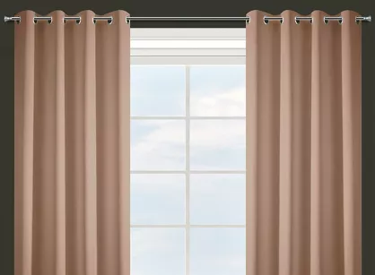 Zasłona gotowa na przelotkach 140x250 ADORE jasny brąz z jednobarwnej gładkiej tkaniny Design 91