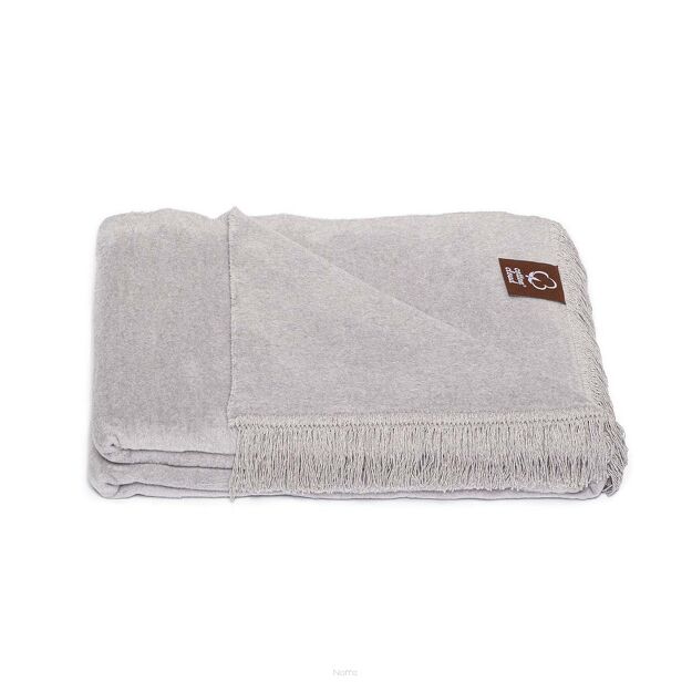 Koc bawełniany 150x200 0293-23 argento jasny szary gładki z frędzlami