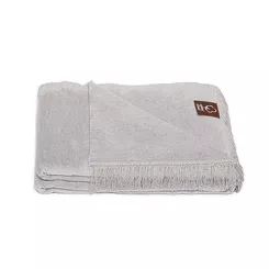 Koc bawełniany 150x200 0293-23 argento jasny szary gładki z frędzlami