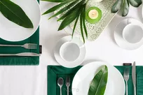 Obrus welwetowy 145x180 VELVET biały wykończony mankietem - 7