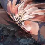 Pościel z makosatyny 160x200 REINA 50 ciemny granat wzór rudych kwiatów Reina Line - 3