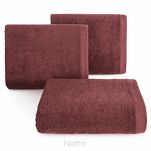 Ręcznik 50x90 VENUS Eva Minge ceglany zdobiony bordiurą w kolorze ręcznika z napisami projektantki 550 g/m2 - 4