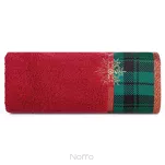 Ręcznik świąteczny 70x140 CHERRY 1B ciemna czerwień z bordiurą w kratkę i wyhaftowaną gwiazdką złotą - 5