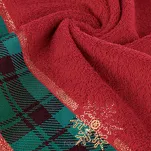 Ręcznik świąteczny 70x140 CHERRY 1B ciemna czerwień z bordiurą w kratkę i wyhaftowaną gwiazdką złotą - 3