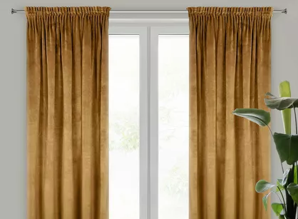 Zasłona gotowa na taśmie 140x270 VILLA welwetowa miodowa jednokolorowa o aksamitnej strukturze