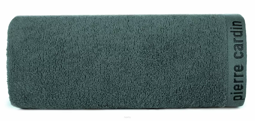 Ręcznik 70x140 EVI Pierre Cardin ciemna mięta zdobiony bordiurą w kolorze ręcznika z logo marki