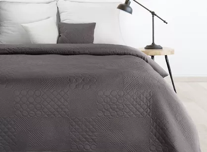 Narzuta jednokolorowa 170x210 BONI 5 grafitowa pikowana w geometryczny wzór Design 91