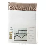 Pościel bawełniana 160x200 ELIZA biała zdobiona ozdobną kawową falbanką z kolekcji Nova Style - 2