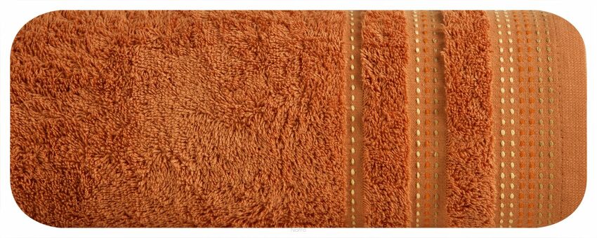 Ręcznik bawełniany 50x90 POLA pomarańczowy z kolorową bordiurą zakończoną stebnowaniem