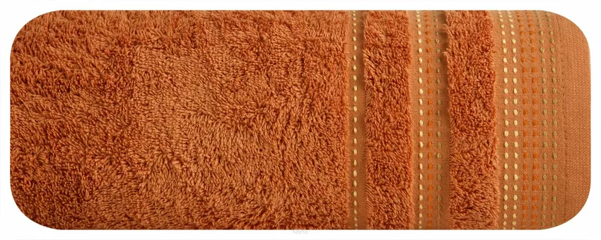 Ręcznik bawełniany 50x90 POLA pomarańczowy z kolorową bordiurą zakończoną stebnowaniem