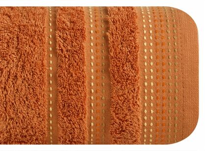 Ręcznik bawełniany 50x90 POLA pomarańczowy z kolorową bordiurą zakończoną stebnowaniem