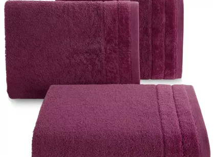 Ręcznik bawełniany 30x50 DAMLA amarantowy gładki z subtelną bordiurą