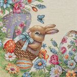 Obrus wielkanocny 140x180 1364 gobelinowy naturalny żółty zajączki - 2