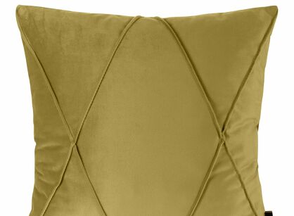 Poszewka welwetowa 45x45 NALA 1 musztardowa przeszywana w geometryczny wzór