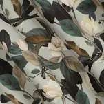 Zasłona na przelotkach 140x250 ELENI welwetowa oliwkowa z wzorem liści kwiatów i ptaków - 7