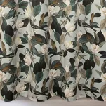 Zasłona na przelotkach 140x250 ELENI welwetowa oliwkowa z wzorem liści kwiatów i ptaków - 8