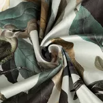 Zasłona na przelotkach 140x250 ELENI welwetowa oliwkowa z wzorem liści kwiatów i ptaków - 3