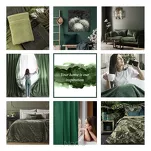 Zasłona na przelotkach 140x250 ELENI welwetowa oliwkowa z wzorem liści kwiatów i ptaków - 13