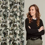 Zasłona na przelotkach 140x250 ELENI welwetowa oliwkowa z wzorem liści kwiatów i ptaków - 14