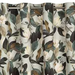 Zasłona na przelotkach 140x250 ELENI welwetowa oliwkowa z wzorem liści kwiatów i ptaków - 4