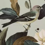 Zasłona na przelotkach 140x250 ELENI welwetowa oliwkowa z wzorem liści kwiatów i ptaków - 2