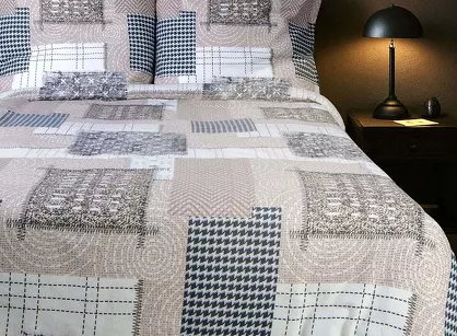 Pościel flanelowa 140x200 31511/1 beżowa patchworkowy wzór