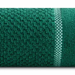 Ręcznik bawełniany 50x90 CALEB ciemna zieleń o delikatnym wzorze krateczki i kontrastową bordiurą