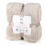 Koc na fotel 70x160 CARO beżowy puszysty typu flano z wytłaczanym wzorem Design 91 - 6
