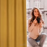 Zasłona na przelotkach 135x250 CARLO zaciemniająca miodowa jednokolorowa strukturalna - 16