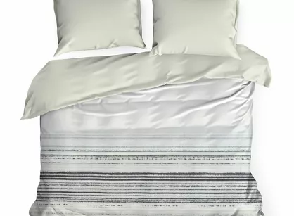 Pościel z mikrowłókna 160x200 VERANO 3 biała grafitowa wzór w pasy  Design 91