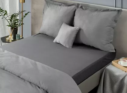 Prześcieradło z bawełny frotte z gumką stalowe 180x200 Design 91