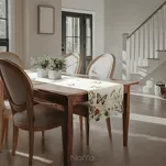 Bieżnik gobelinowy 40x100 SPRING naturalny czerwony z nadrukiem letnich kwiatów i motyli - 7