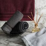 Ręcznik 50x90 ABBIE stalowy z żakardową błyszczącą bordiurą w pasy z delikatną krateczką 500 g/m2 - 6