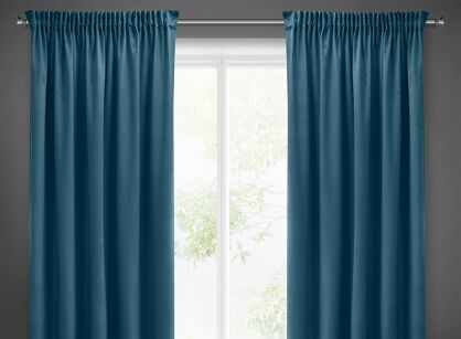 Zasłona na taśmie 140x270 SIBEL welwetowa Pierre Cardin ciemny niebieski jednokolorowa