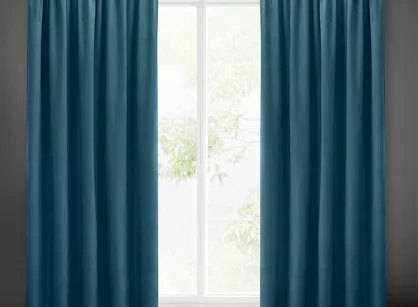 Zasłona gotowa na taśmie 140x270 SIBEL welwetowa Pierre Cardin ciemny niebieski jednokolorowa