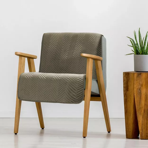 Narzuta na fotel welwetowa 70x160 SOFIA brązowa pikowana w gęstą jodełkę