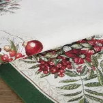 Obrus świąteczny 140x180 4115 gobelinowy z szenili naturalny zielony z gwiazdą betlejemską - 3