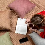 Poszewka welwetowa 40x40 LUIZ 3 jasna zieleń pikowana w geometryczny wzór Design 91 - 4