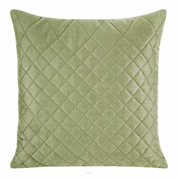 Poszewka welwetowa 40x40 LUIZ 3 jasna zieleń pikowana w geometryczny wzór Design 91