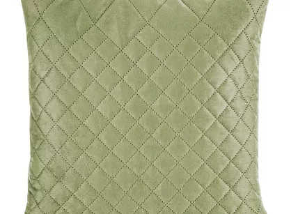Poszewka welwetowa 40x40 LUIZ 3 jasna zieleń pikowana w geometryczny wzór Design 91