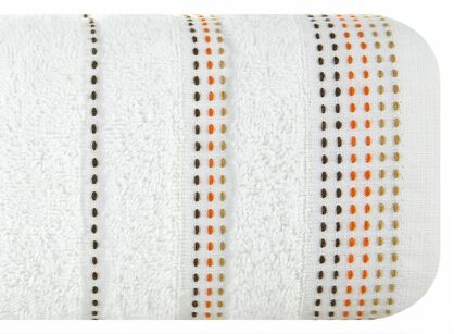 Ręcznik 70x140 POLA biały z kolorową bordiurą zakończoną stebnowaniem 500 g/m2