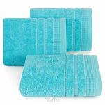 Ręcznik 50x90 POLA niebieski z kolorową bordiurą zakończoną stebnowaniem 500 g/m2 - 4