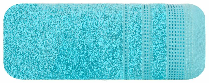 Ręcznik 50x90 POLA niebieski z kolorową bordiurą zakończoną stebnowaniem 500 g/m2