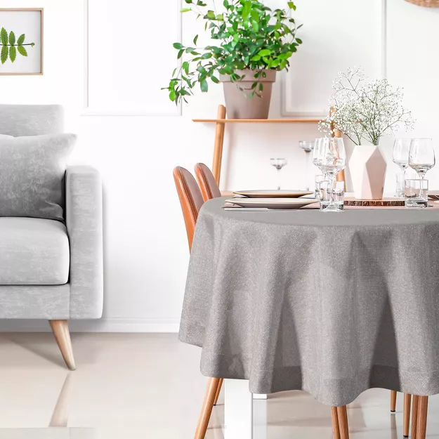 Obrus fi 150 BIANCA 2 srebrny zdobiony kantą z wplecioną nicią srebrną Diva Line